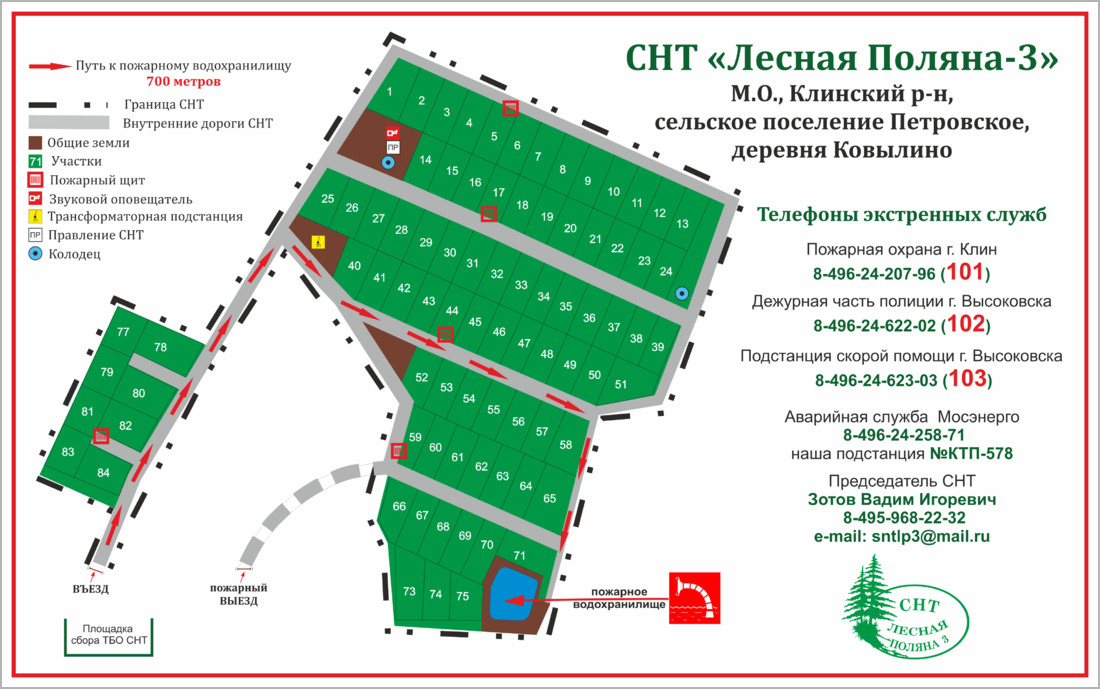 Пожарная схема снт